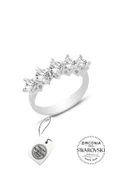 Gümüş Swarovski beş taşlı çapraz modeli yüzük SGTL20514 - 1