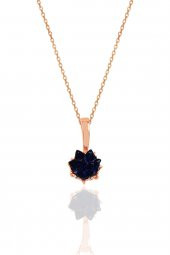 Gümüş Lotus çiçeği modeli safir renkli taşlı üçlü set - 4