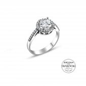 Gümüş Swarovski taşlı pırlanta modeli yuvarlak üçlü set SGTL20518SETA - 4