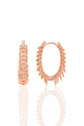 Gümüş rose çılgın halkalar oval küpe - 1