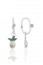 Gümüş rodyumlu taşlı ananas göçmen küpe - 1