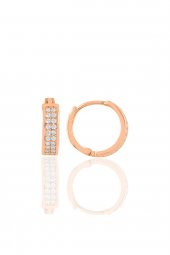 Gümüş  rose  çift sıra taşlı halka küpe thumbnail 1