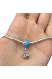 Fil Ve Mavi Balon Pandora Bilek İçin Gümüş Charm-Mavi - 3