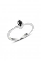 Gümüş rodyumlu siyah taşlı ayarlamalı yüzük thumbnail 1