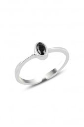 Gümüş rodyumlu siyah taşlı ayarlamalı yüzük thumbnail 2
