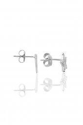 Gümüş rodyumlu zirkon taşlı ay yıldız kombin küpe thumbnail 2