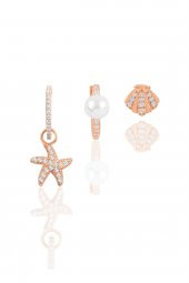 Gümüş rose zirkon taşlı deniz  kombin üçlü küpe seti thumbnail 1