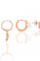 Gümüş rose zirkon taşlı deniz  kombin üçlü küpe seti thumbnail 2