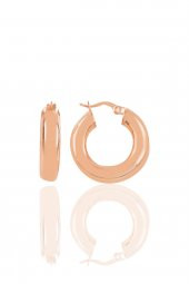 Gümüş rose 5 mm kalınlığında 21 mm büyüklüğünde kalın gümüş halka küpe - 1