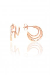 Gümüş rose zirkon taşlı sultan küpe thumbnail 1