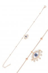 Gümüş rose top top zincirli lareyn bileklik - 1