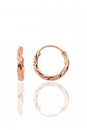 Gümüş rose 18 mm burgu halka küpe - 1