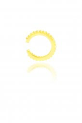 Gümüş altın yaldızlı zirkon taşlı tekli kıkırdak küpe thumbnail 1