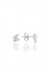 Gümüş rodyumlu iki baget taşlı   küpe - 1