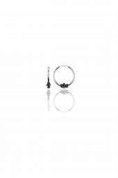 Gümüş 12 mm mini  işlemeli halka küpe - 1