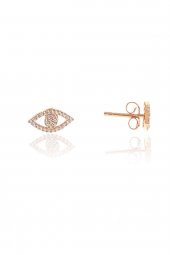 Gümüş rose zirkon taşlı göz kolye ve küpe gümüş ikili set thumbnail 3