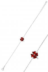 Gümüş rodyumlu lal  renkli yonca modeli üçlü set thumbnail 3