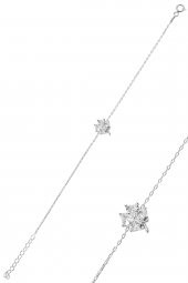 Gümüş rodyumlu zirkon taşlı yonca modeli üçlü set - 3