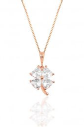 Gümüş rose zirkon taşlı yonca modeli üçlü set - 3