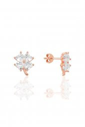 Gümüş rose zirkon taşlı yonca modeli üçlü set - 8