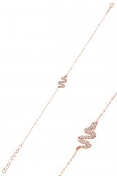 Gümüş rose zirkon taşlı gümüş yılan üçlü set - 3