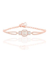 Gümüş rose baget taşlı kolye küpe ve bilezik  gümüş set SGTL10597ROSE - 2