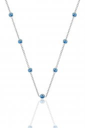 Gümüş rodyumlu,cam göz nazar kolye küpe ve bileklik  gümüş set thumbnail 2