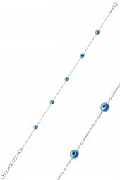 Gümüş rodyumlu,cam göz nazar kolye küpe ve bileklik  gümüş set thumbnail 3