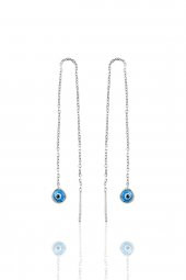 Gümüş rodyumlu,cam göz nazar kolye küpe ve bileklik  gümüş set thumbnail 4