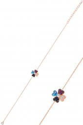 Gümüş rose mineli yonca modeli üçlü set thumbnail 3