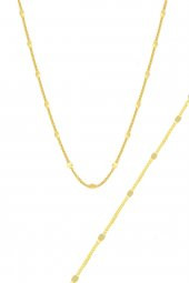 Gümüş altın yaldızlı pullu gurmet kolye bileklik seti thumbnail 1