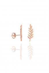 Gümüş rose yaprak modeli küpe - 1