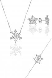 Gümüş rodyumlu kartanesi modeli üçlü set thumbnail 1