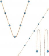 Gümüş rose,cam göz nazar kolye küpe ve bileklik  gümüş set - 1