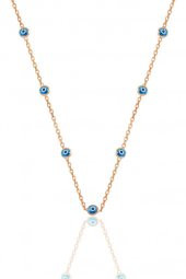 Gümüş rose,cam göz nazar kolye küpe ve bileklik  gümüş set - 2