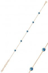 Gümüş rose,cam göz nazar kolye küpe ve bileklik  gümüş set - 3