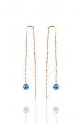 Gümüş rose,cam göz nazar kolye küpe ve bileklik  gümüş set - 4