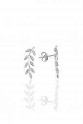 Gümüş rodyumlu zirkon taşlı yaprak  üçlü set thumbnail 2