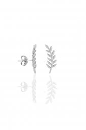 Gümüş rodyumlu  yaprak modeli küpe - 1