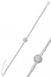 Gümüş zirkon taşlı yuvarlak pırlanta montürlü gümüş üçlü set thumbnail 2