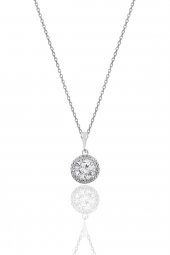 Gümüş zirkon taşlı yuvarlak pırlanta montürlü gümüş ikili set thumbnail 2