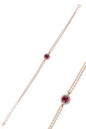 Gümüş rose kök yakut taşlı elmas montürlü bileklik SGTL10843KRM - 1