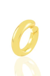 Gümüş altın yaldızlı sade sıkıştırmalı kalın kıkırdak küpe SGTL10886GOLD - 1