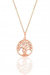 Gümüş rose  yaşam ağacı kolye thumbnail 2