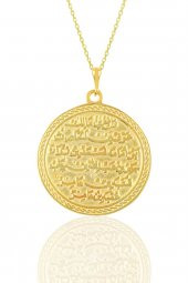 Gümüş altın yaldızlı kıtmir duası yazılı kolye thumbnail 1