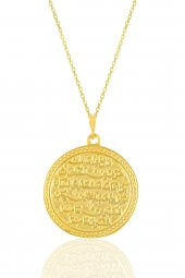 Gümüş altın yaldızlı kıtmir duası yazılı kolye thumbnail 2