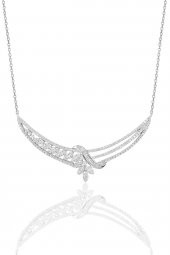 Gümüş rodyumlu  pırlanta modeli beyaz altın görünümlü kolye küpe ve yüzük seti SGTL10945 thumbnail 2