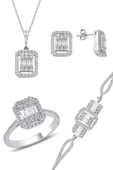 Gümüş rodyumlu baget taşlı dörtlü set SGTL10955RODAJ thumbnail 1