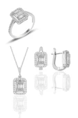Gümüş rodyumlu  gümüş baget taşlı üçlü set SGTL10736RODAJ thumbnail 1