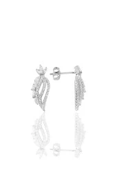 Gümüş rodyumlu  pırlanta modeli beyaz altın görünümlü kolye küpe ve yüzük seti SGTL10952 thumbnail 3